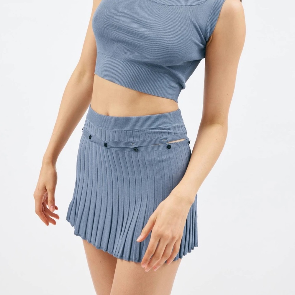 Onyx Mini Skirt in Slate Blue Aya Muse